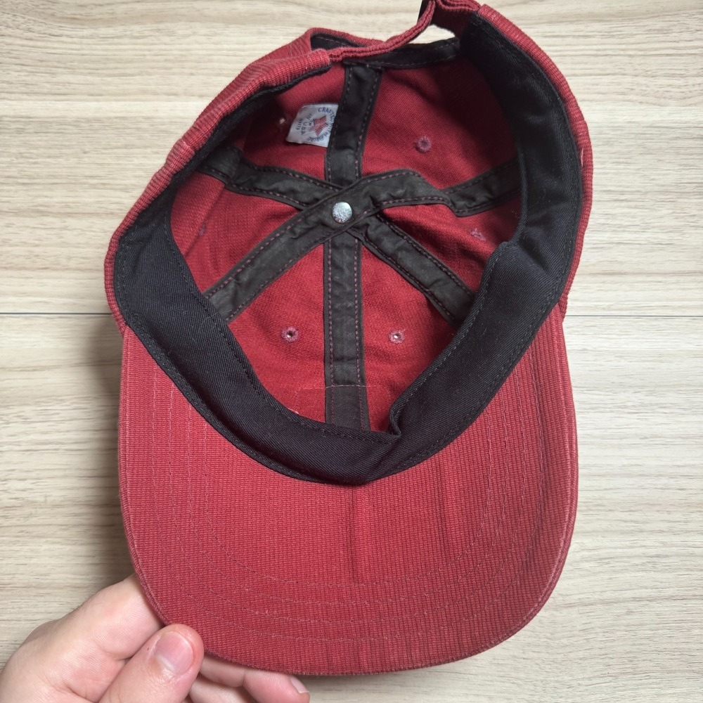 Over Under Corduroy Hat Mens OSFA Burgundy Red Leather Patch USA Made Preppy - Picture 6 of 7